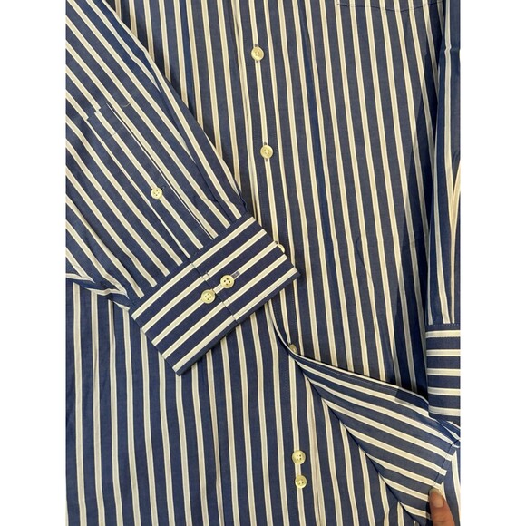 Michael Kors Button Down Shirt Mens 19 Tall 38/39 Blue Striped Big & Tall 3XLT - Picture 5 of 9